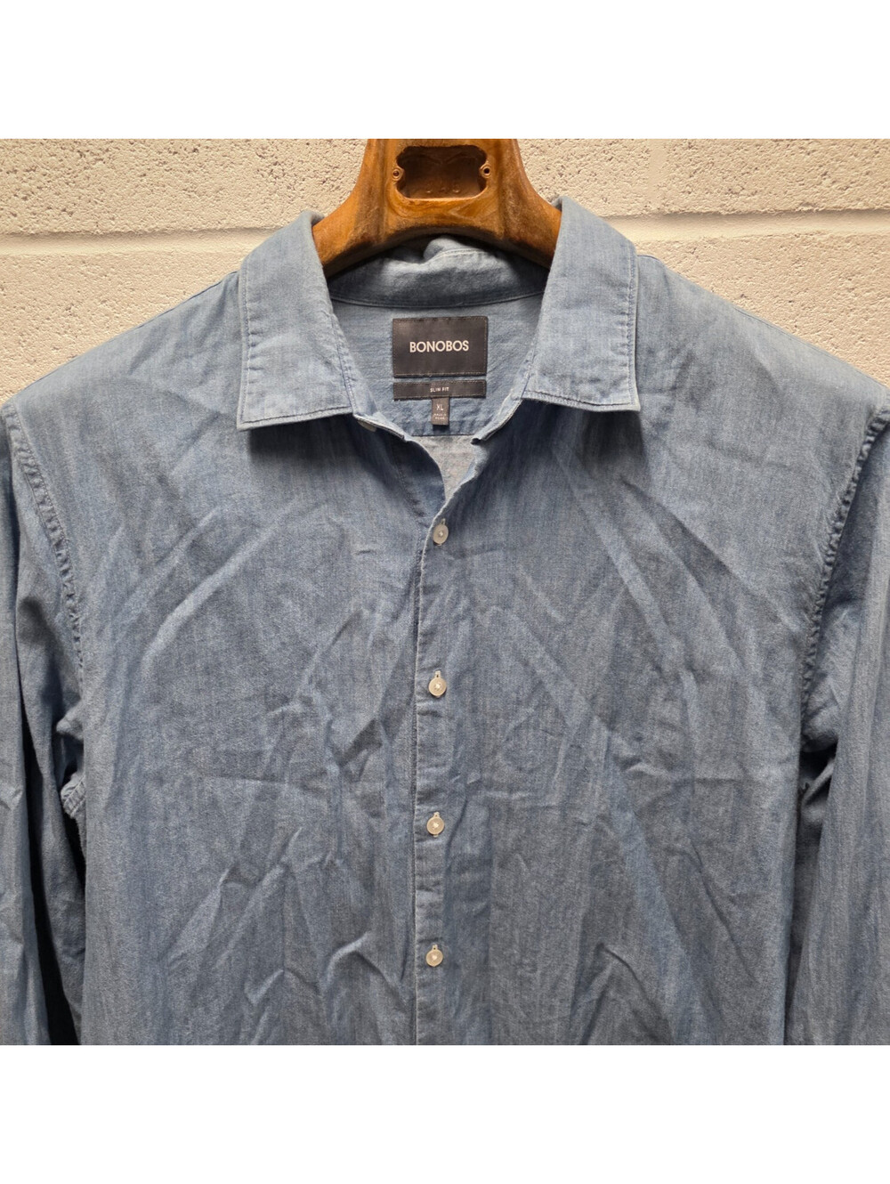 Bonobos Slim Fit Riviera Button Up Shirt Lightweight Denim Mens XL Slim 24*32
